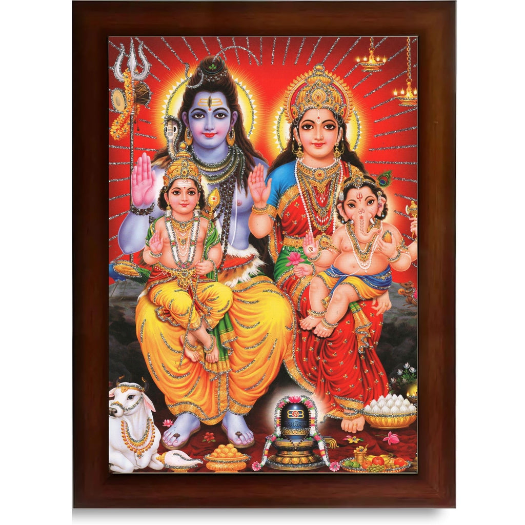 CRAFT QUEST Shiv Parivar Religious Wood Photo Frame with Acrylic glass