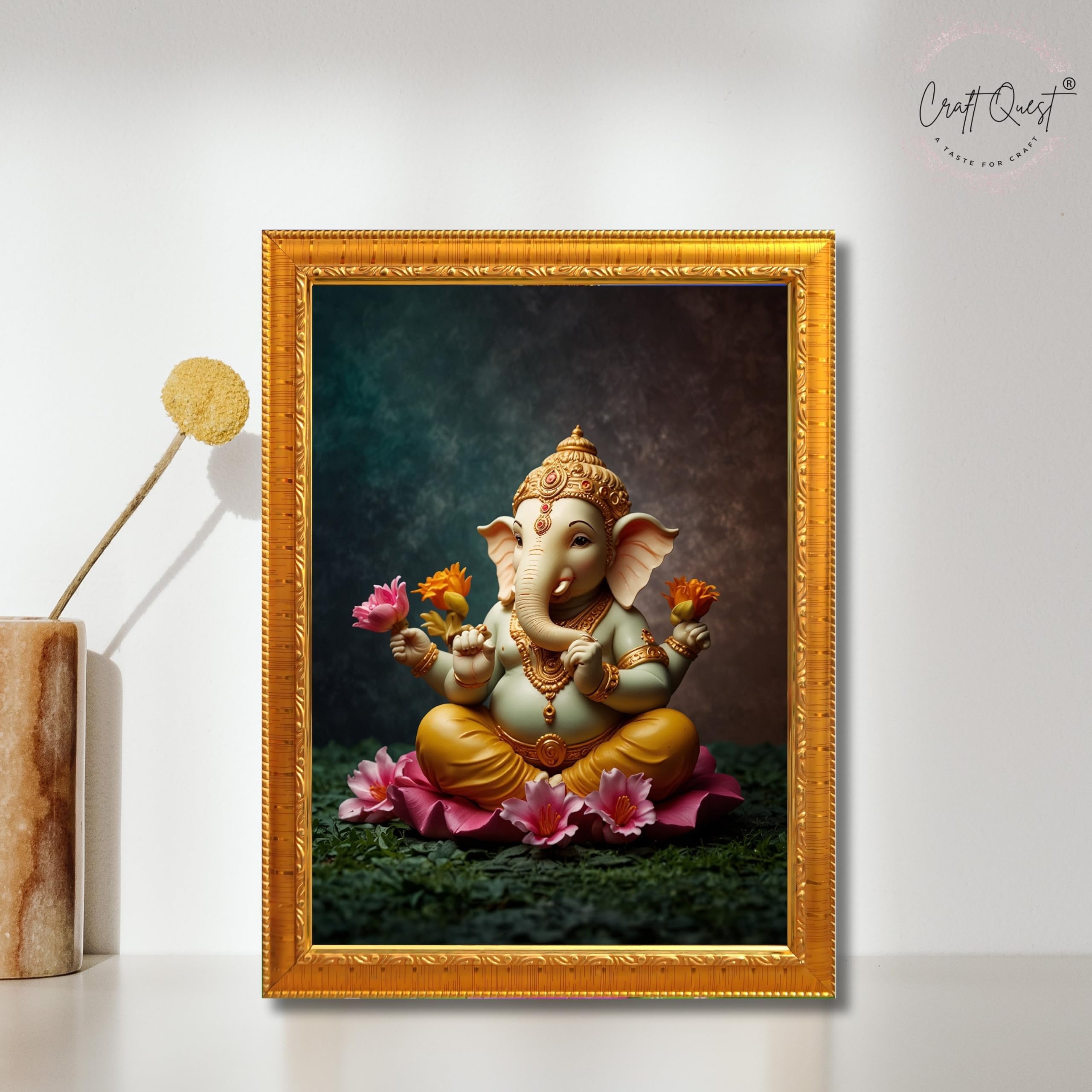 CRAFT QUEST Lord Ganpati ji Wall Hanging Frame for Living Room, Pooja Room Décor GA-215