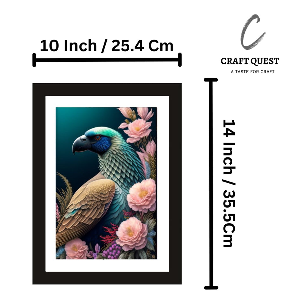 CRAFT QUEST Abstract Modern Art Painting Poster Frame for Home & Office Wall Decoration - Portrait, Wall Display (Black, 14x10 Inch Frame with Art Print) (Tropical Reverie)