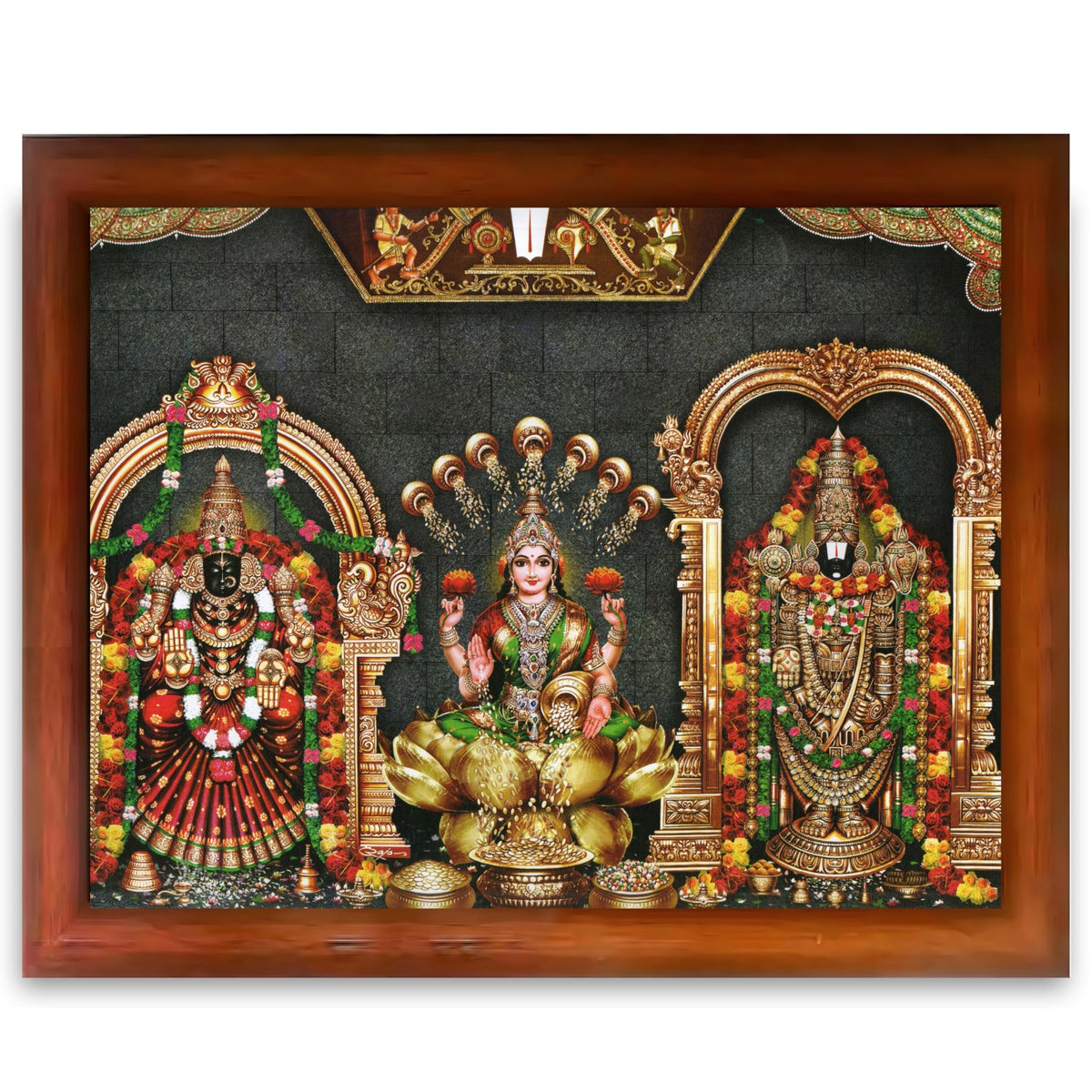 CRAFT QUEST Tirupati Balaji with Padmavati Venkateshwara; Wall Photo Frame | South God Frame for Home, Office, Temple & Gifting