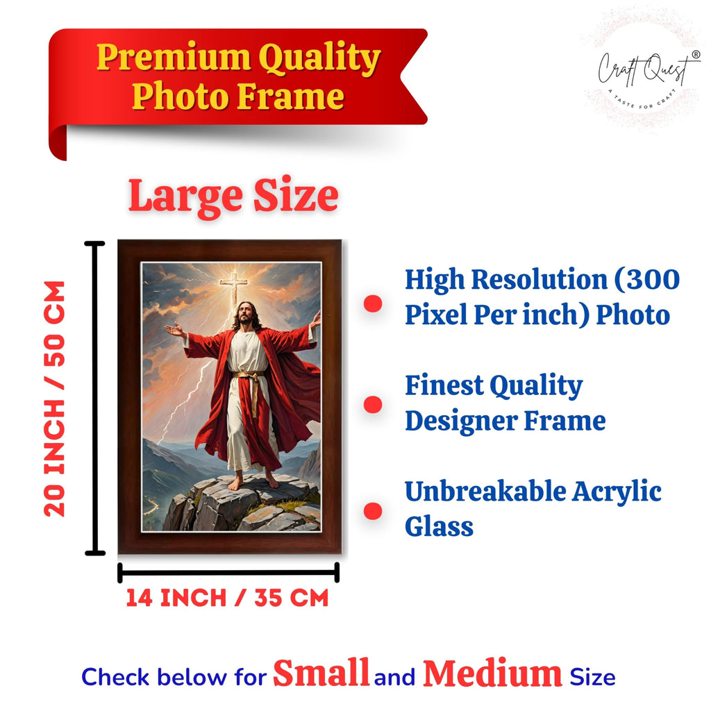 CRAFT QUEST Lord Jesus Christ Christmas Wall Artwork Photo Frame Spiritual Christian Wall Décor for Room