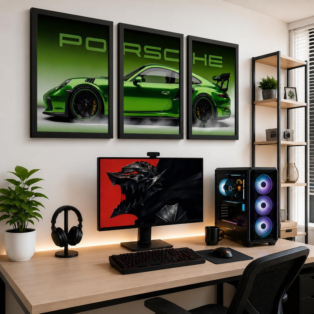 VENUXE ARTS Set Of 3 Big Sports Cars Framed Posters Gift Items for Boys Room Wall Decoration Bedroom, Living Room, Office, Studio Décor | Car Poster Frame for Wall Décor