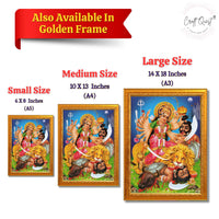 CRAFT QUEST Durga mata Mahishasura Mardini | Mahisasur Mardhini Durga Maa Wall Painting Framed, Religious Photo Frame With Acrylic Glass