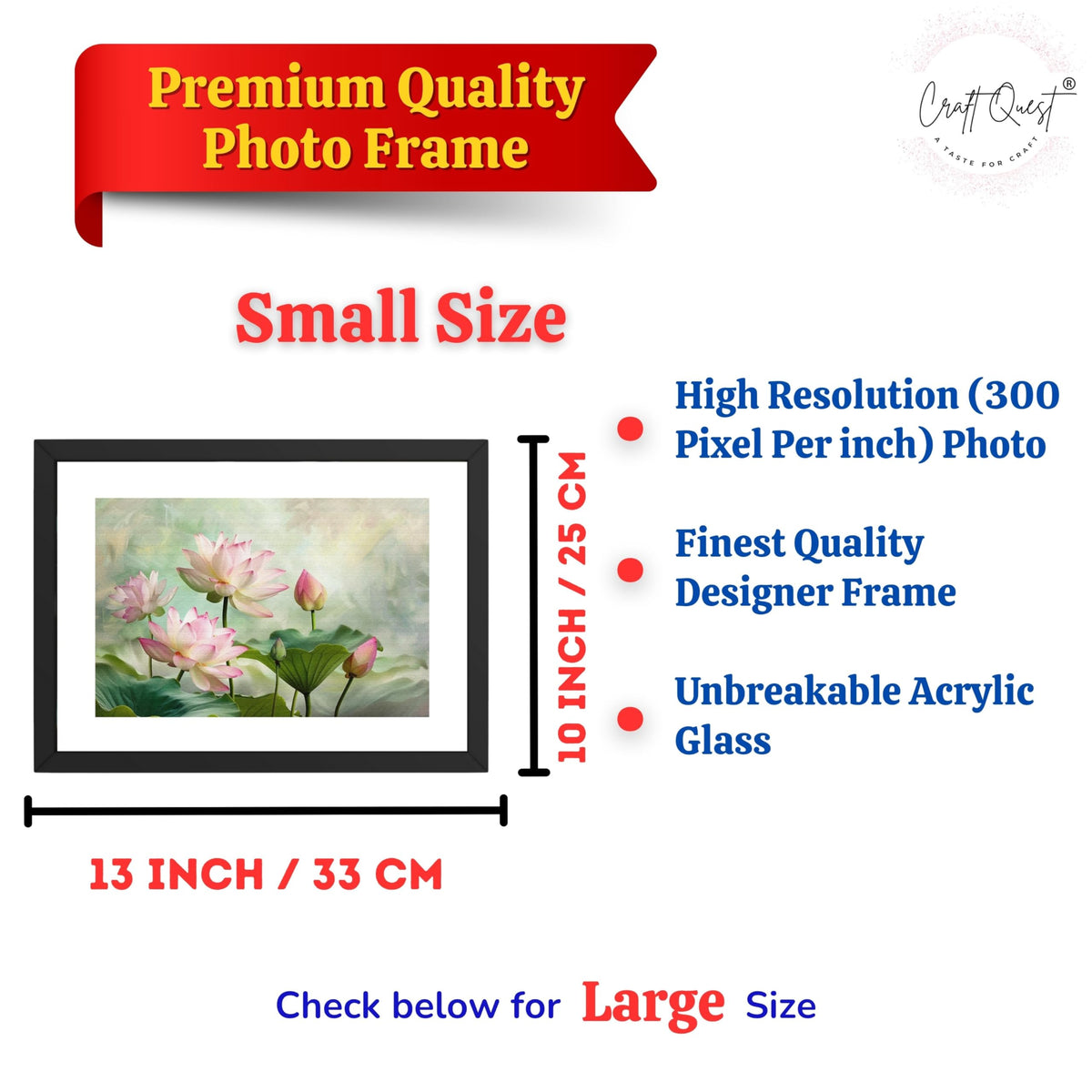 CRAFT QUEST Lotus Photo Frame Wall Vastu,Lotus Flower, Kamal Phool Painting for Vastu | Paintings for Home Decoration, Living room, and Office Décor