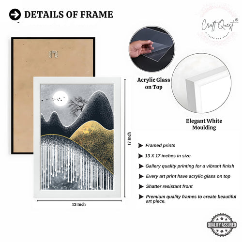 CRAFT QUEST Abstract Art Geometric Figures Decorative Murals | Set of 3 Frames for Home Decoration | Ideal for Living Room, Bedroom & Offices