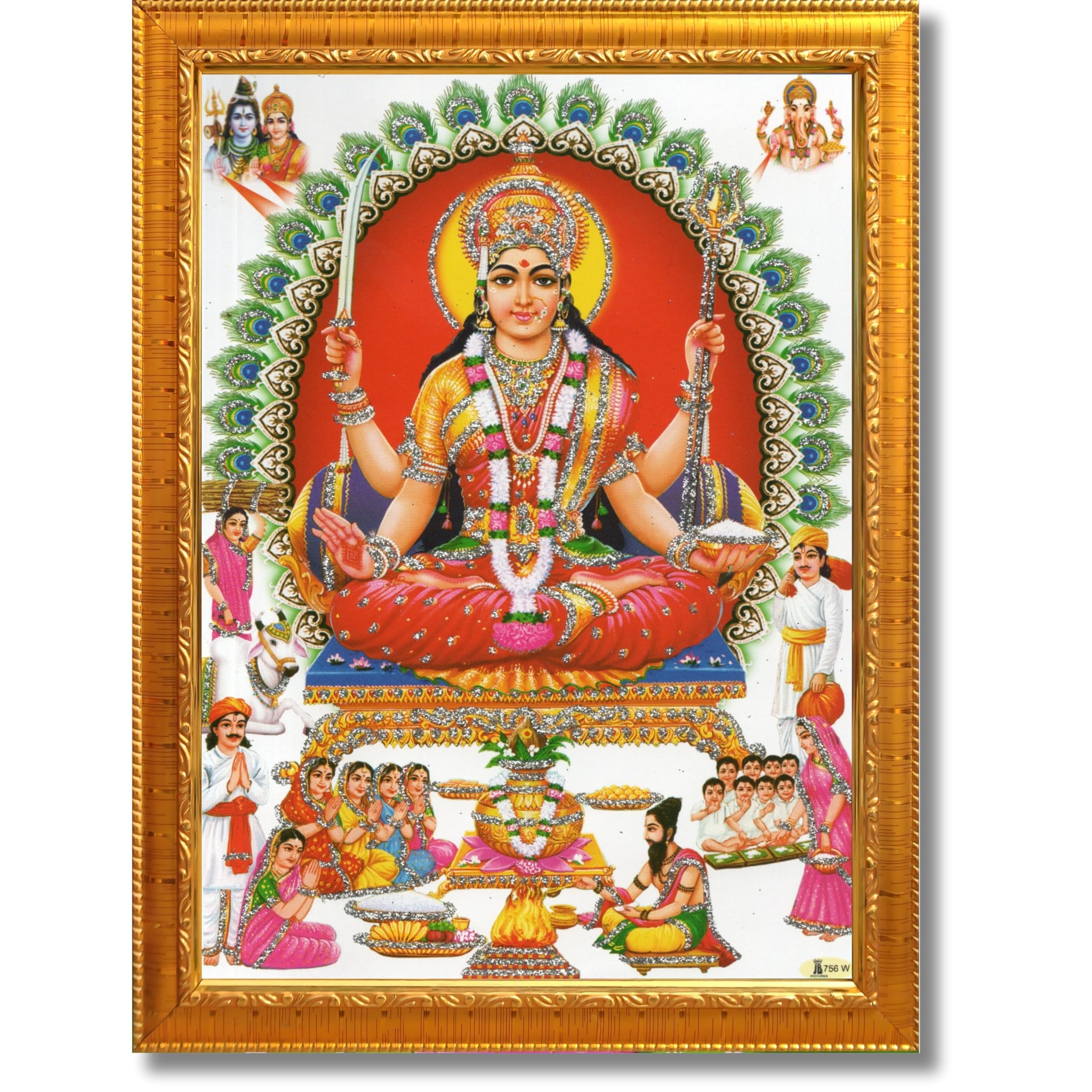 CRAFT QUEST Santoshi Mata Color Photo Frame for Home Temple and Devotional Decor