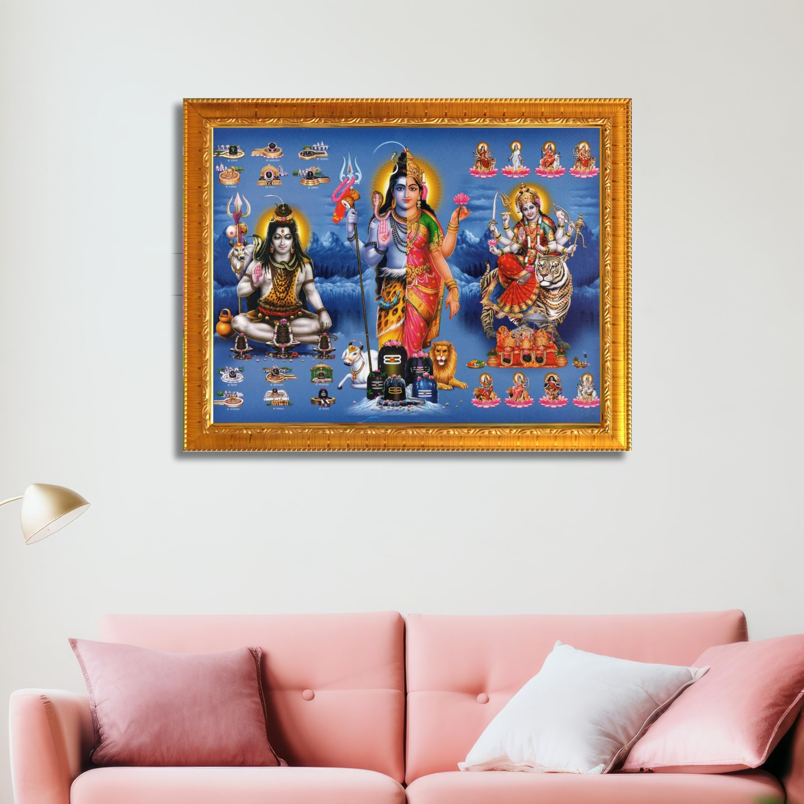 CRAFT QUEST Ardhanarishvara Arthanareeswara Shiv Parvati Photo Frame | Spiritual Framed | Ideal for Home, Office, Temple & Puja Room, Wall Decor