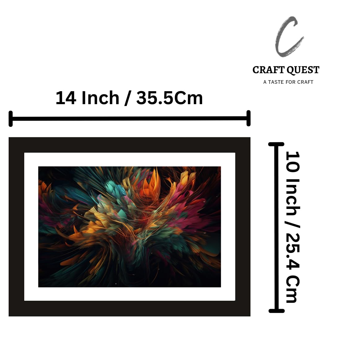 CRAFT QUEST Abstract Digital Contemporary Expression Modern Art Painting Poster Frame for Home & Office Wall Decoration (Black, 14x10 Inch, Tropical Reverie)