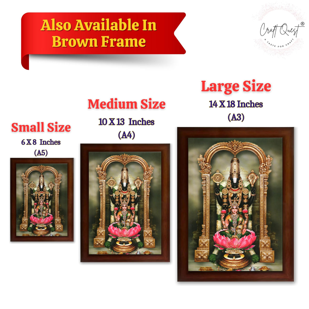 CRAFT QUEST Balaji Venkateshwara Tirupati Balaji Lakshmi venkateshwer Swamy Wall Photo Frame For Home, Temple, Pooja, Wall Décor Item