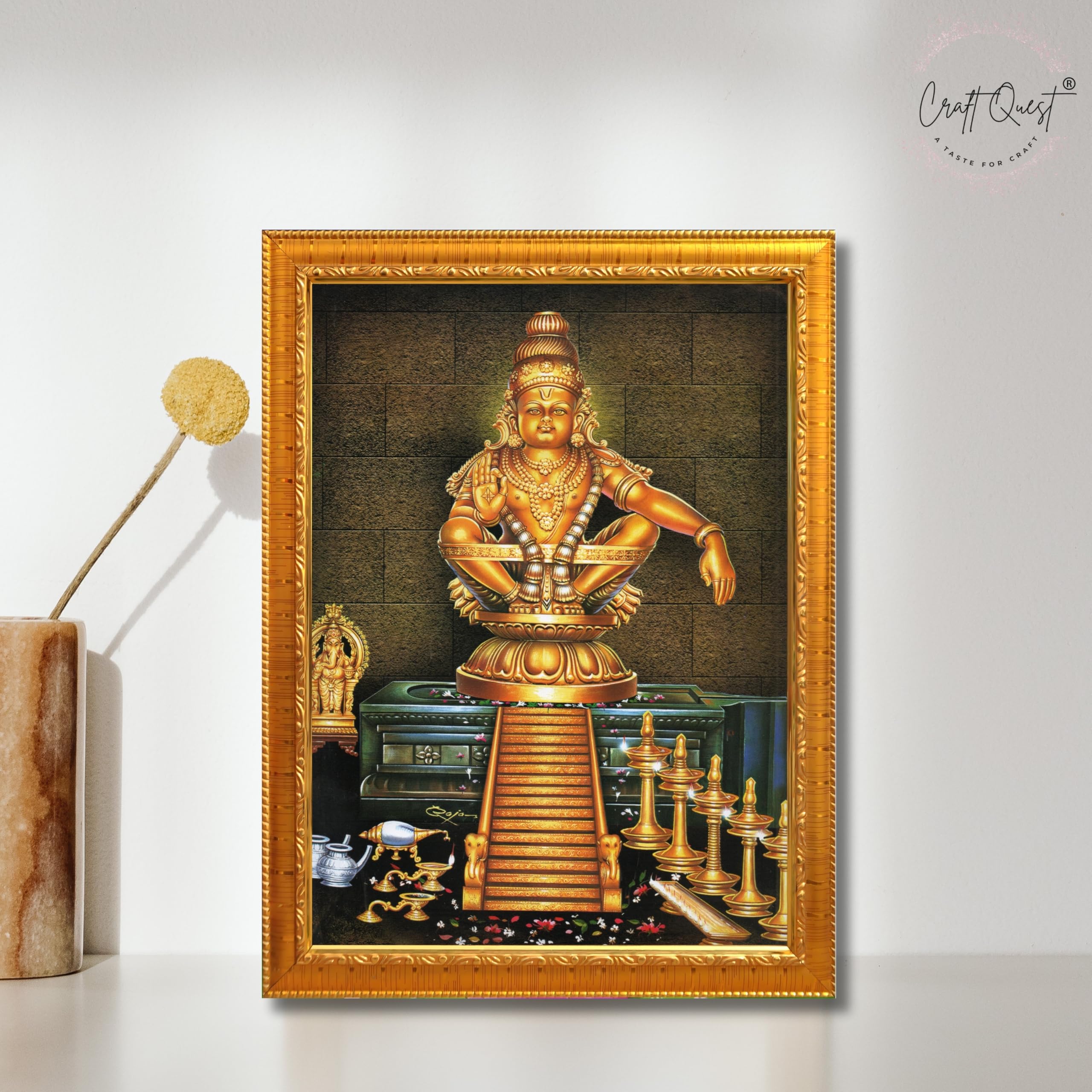 CRAFT QUEST Lord Ayyappa Swamy Ayyappan Iyyappan Photo Frame For Wall Painting,Temple, Pooja, Home Décor Items