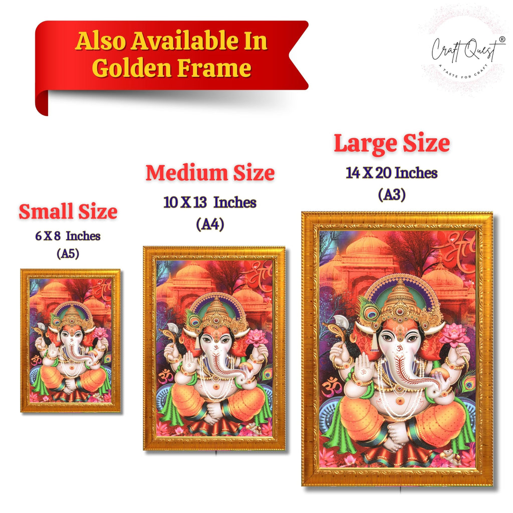 CRAFT QUEST Lord Ganesha Ganesh Ganpati Ganapathi Hanging Wall Painting Framed Home Decor