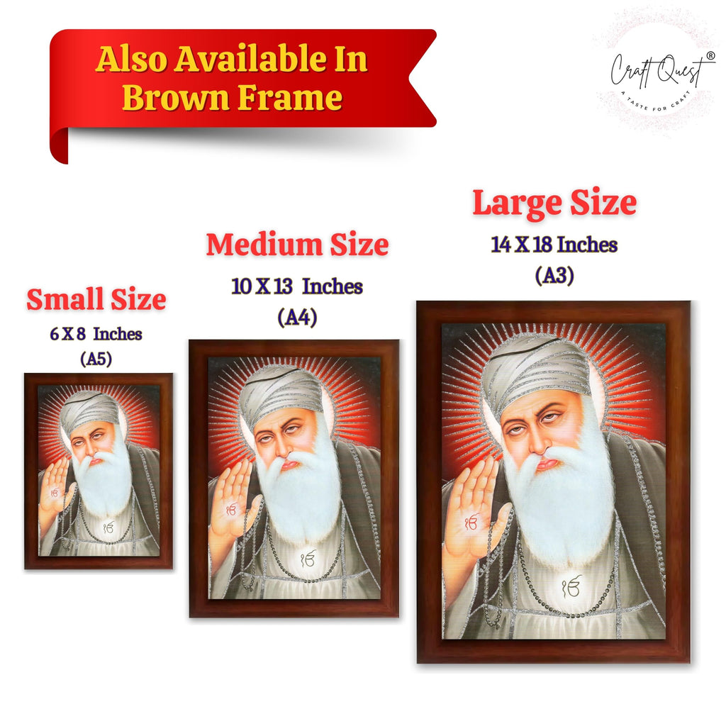 CRAFT QUEST Gurunanak Dev Ji Photo Frame Waheguru Sikh Guru Photo for Home Decor Spiritual Wall Hanging Living Room Decoration