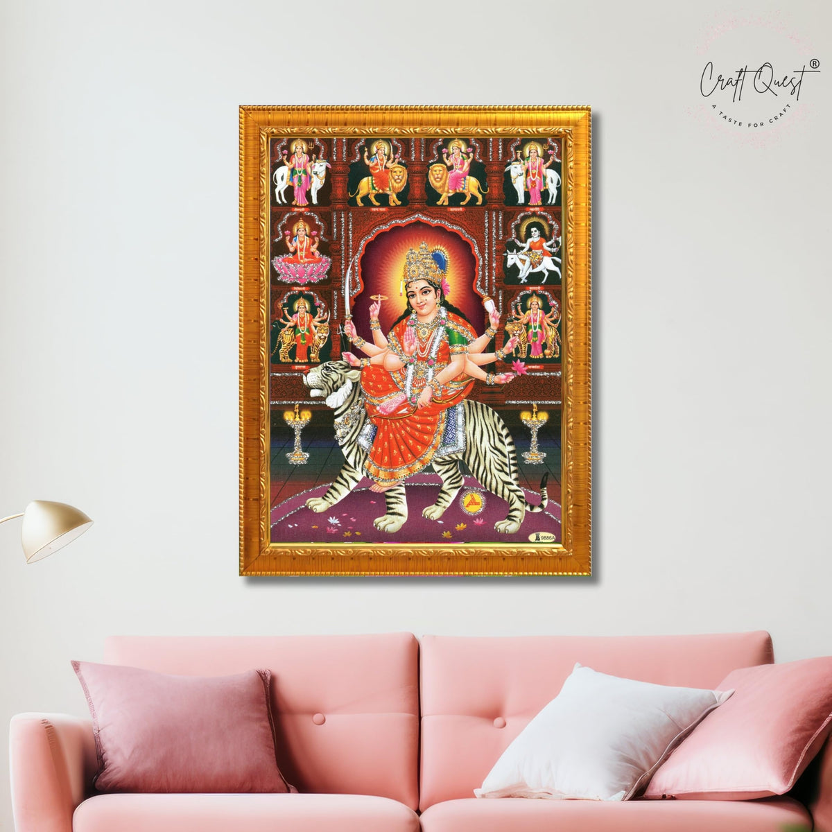 CRAFT QUEST Durga Mata Goddess Navadurga Navdurga Wall Painting Framed Home Décor