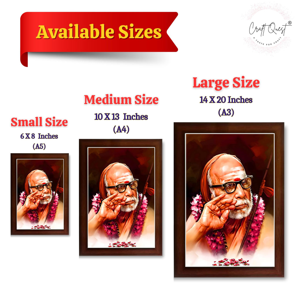 CRAFT QUEST Kanchi Maha Periyava Periyavar Periyar Kanji Wall Painting Framed Home Décor
