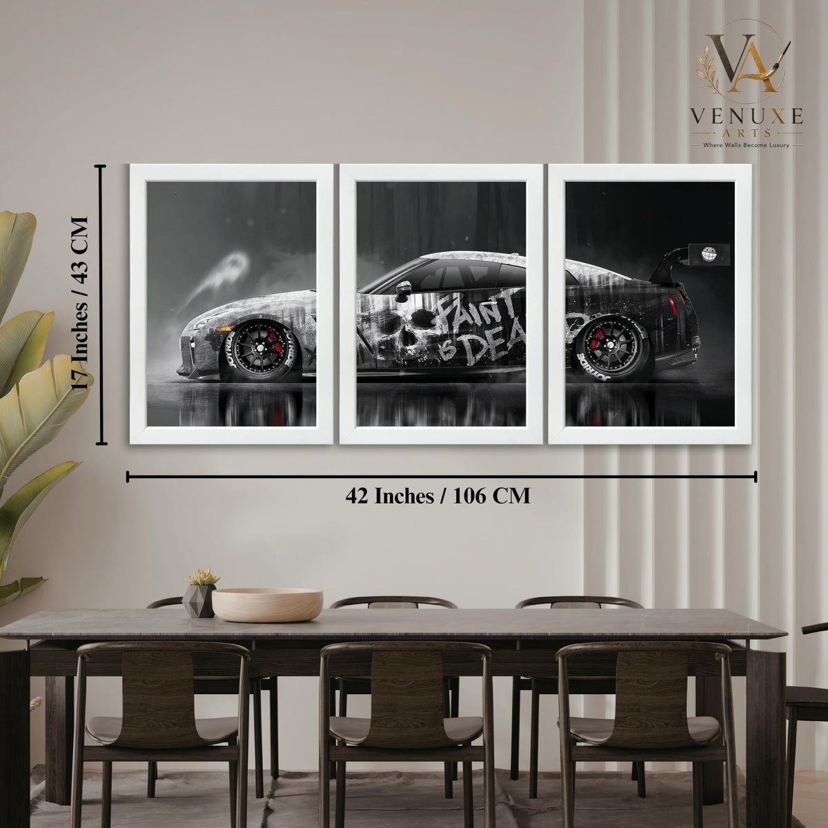 VENUXE ARTS Set Of 3 Big Sports Cars Framed Posters Gift Items for Boys Room Wall Decoration Bedroom Living Room Office Studio Décor | Car Poster Frame for Wall Décor