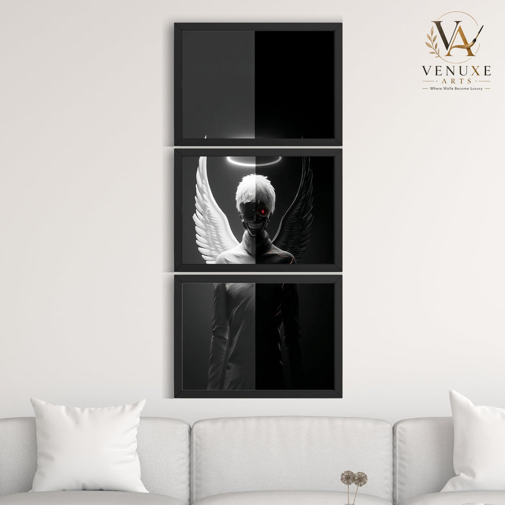 VENUXE ARTS Set Of 3 Anime Characters Wall Framed |Anime Characters Framed Poster for Living Room Bedroom Gaming Room Studio Wall Decor