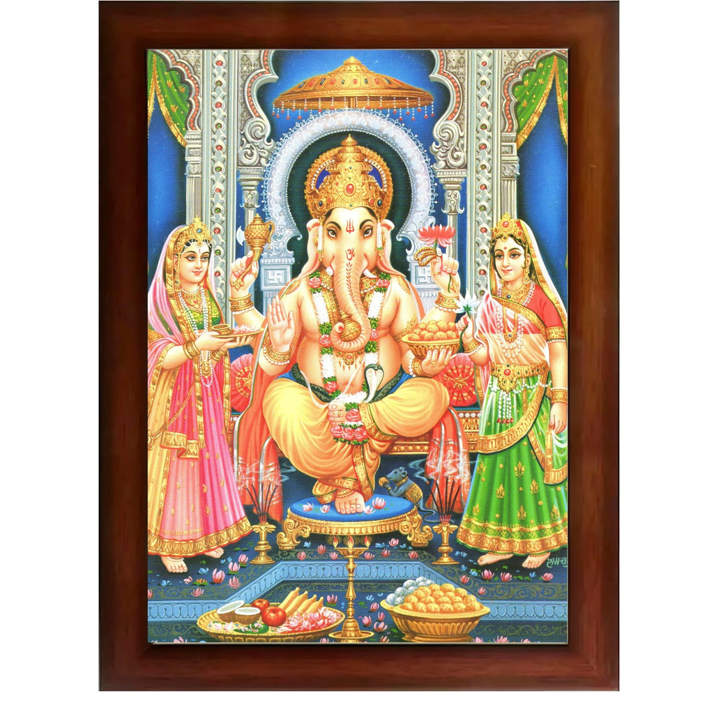 CRAFT QUEST Lord Ganesha Ganpati ji Modern Wall Painting With Frame For Pooja, Home and Office Decor,