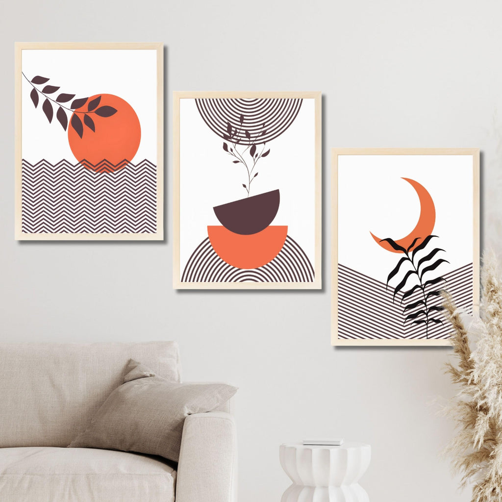 CRAFT QUEST Wall Art Decor Paintings | Set of 3 BOHO Wall Art Frames for Home Decoration | Ideal for Living Room, Bedroom & Office