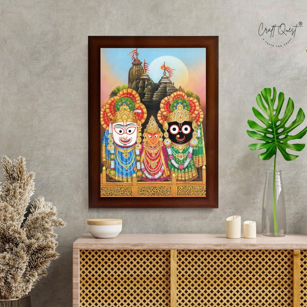 CRAFT QUEST Jagannath Wall Hanging Photo Frame for Pooja Room, Hindu Spiritual Frame for Home, God Temple Decor Gift Item