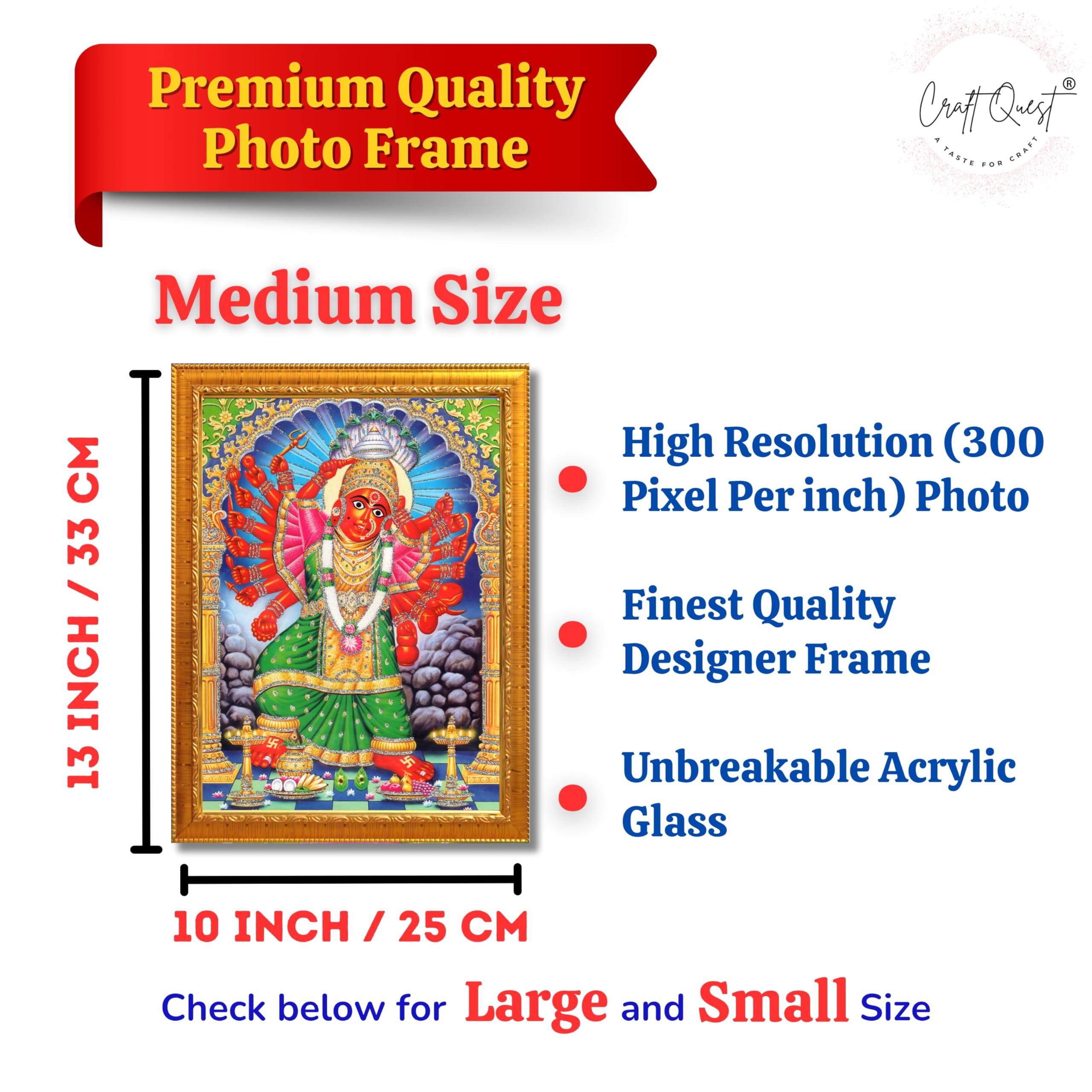 CRAFT QUEST Saptashrungi/Saptashringi Devi, God Religious Framed Painting