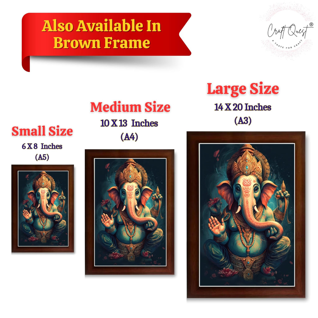 CRAFT QUEST God Ganpati Modern Wall Art Painting With Frame For Pooja, Home and Office Decor Item