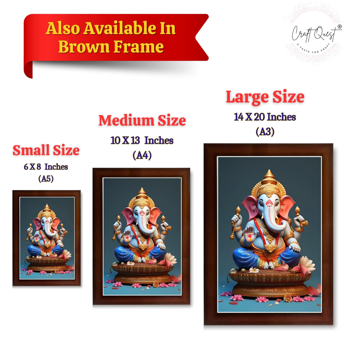 CRAFT QUEST Lord Ganesha Abstract Modern Wall Painting With Frame For Home and Office Décor