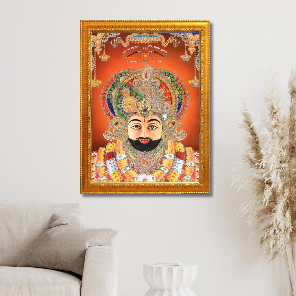 CRAFT QUEST Khatu Shyam Ji | Shyam Baba | Hare Ka Saharaa Khatu Shyam Hamaraa Photo Frame Wall Painting For Home Decoration And Gift