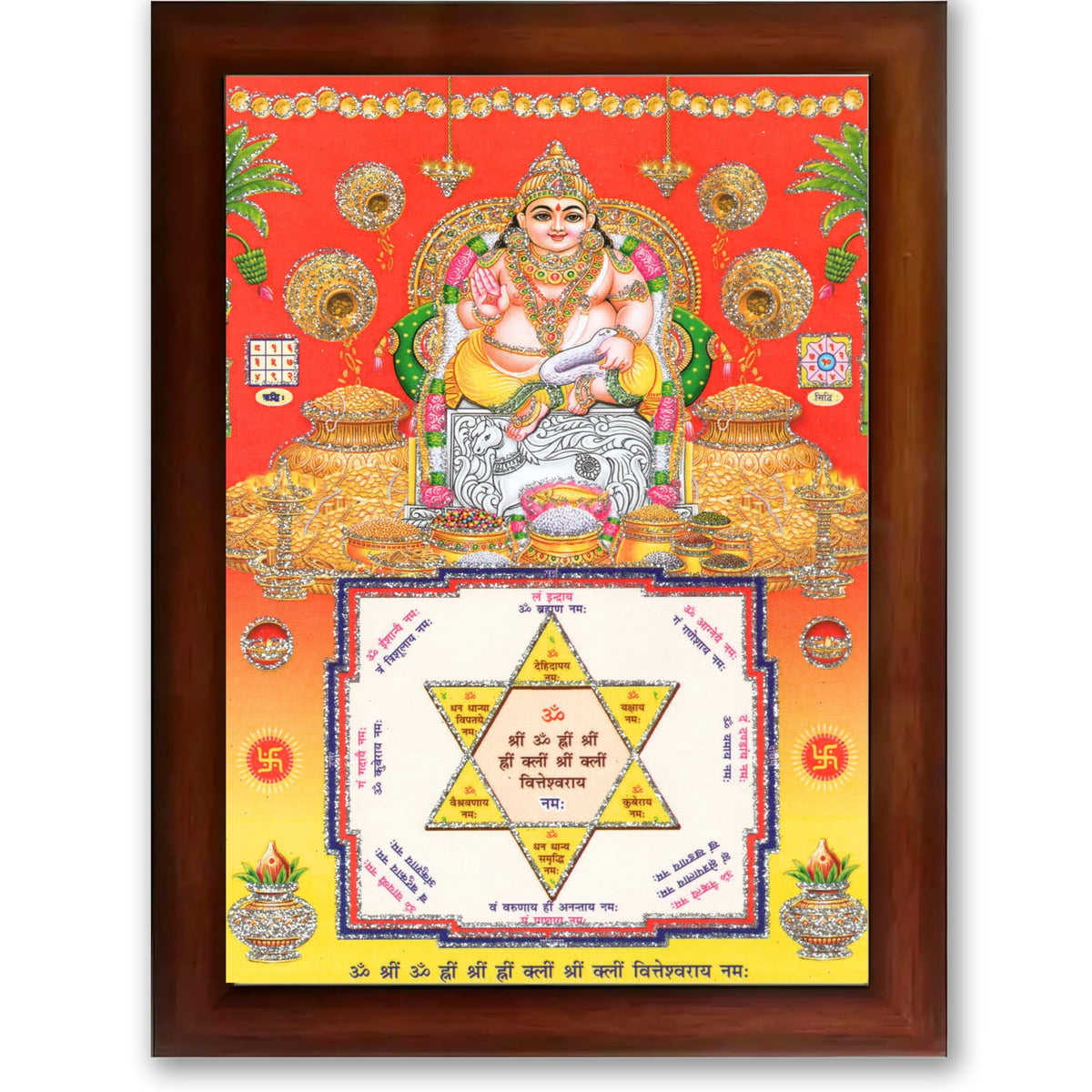 CRAFT QUEST Lord Kubera Swamy Bhagwan Kuber Kubera Wall Painting Framed Home Decor, Religious Photo Frame, Wall Decoration Item