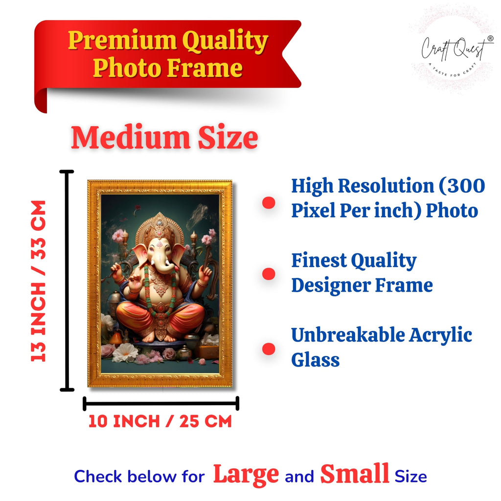 CRAFT QUEST Lord Ganesha Ganpati ji Abstract Modern Wall Painting With Frame For Home and Pooja,Office Décor