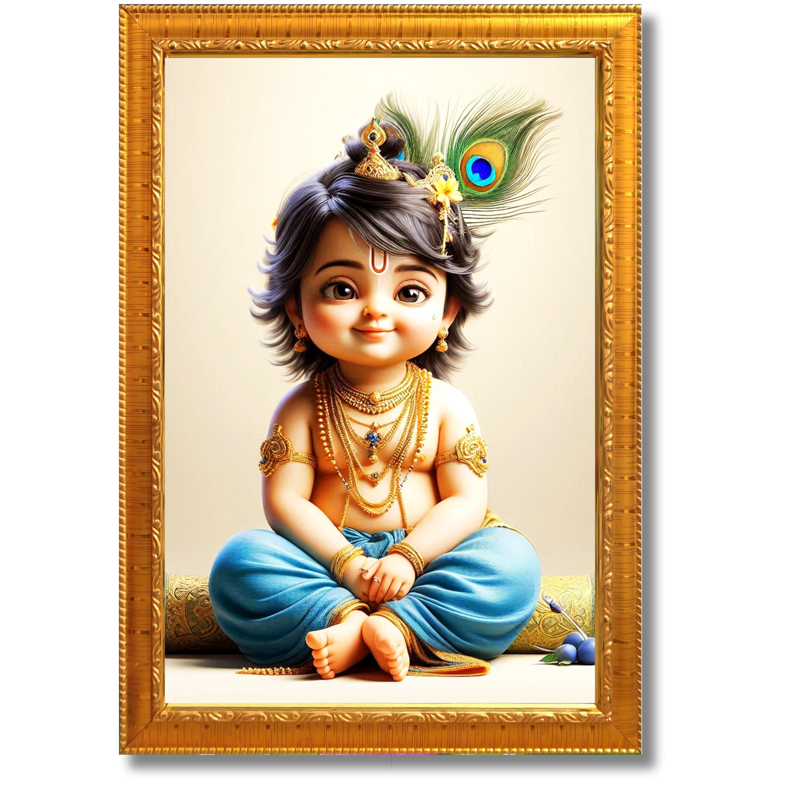CRAFT QUEST Bal Gopal Painting | Krishna Photo Frames for Walls, Home, Bedroom, Living Room and Home Decor Item