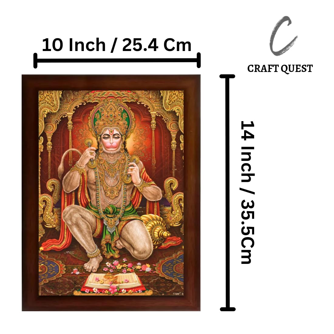 Craft Quest Hanuman JI | Bajrangbali Religious Photo frame Home Decorative Item Synthetic Wood (10 X 13 Inches)