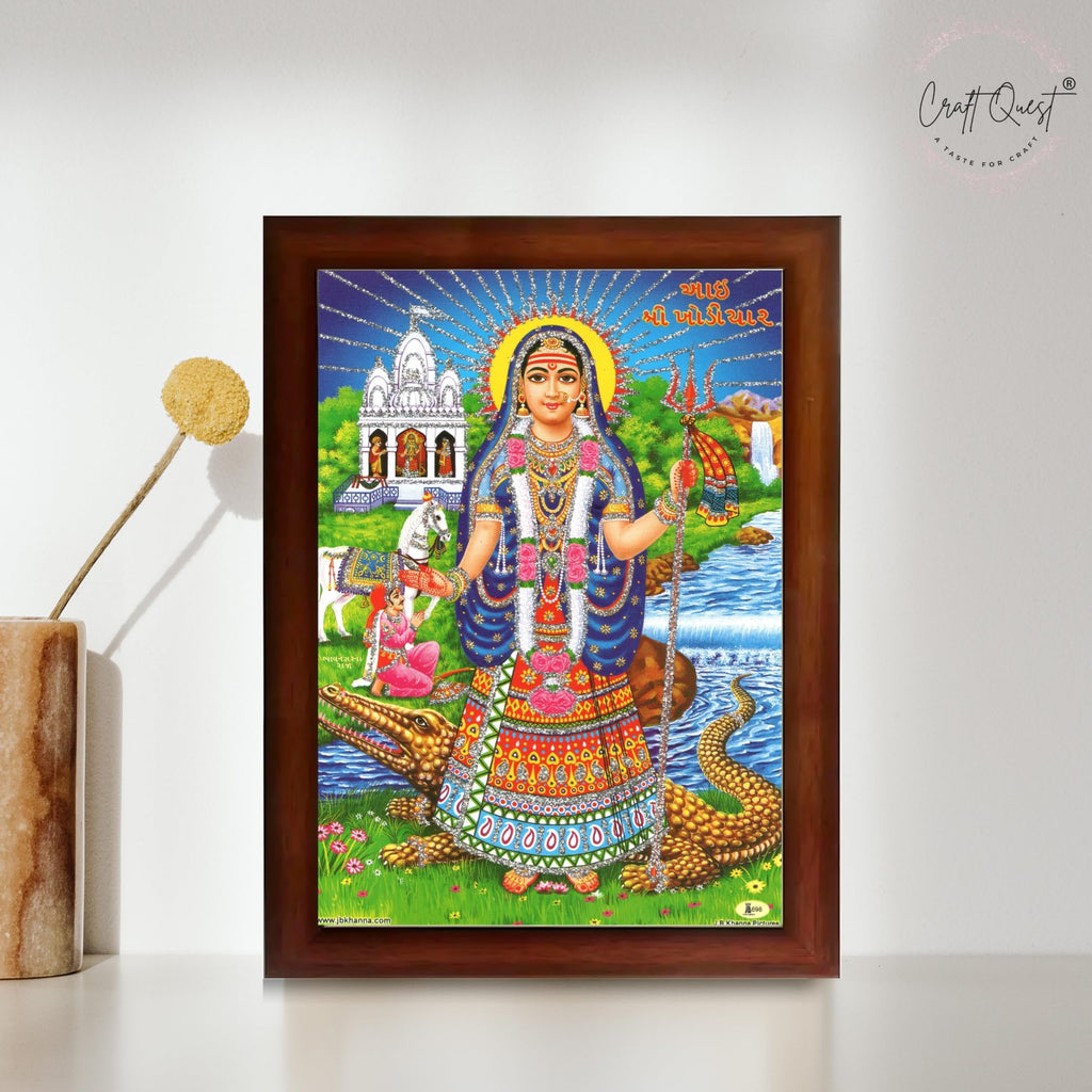 CRAFT QUEST Khodiyar Maa Mata Wall Painting Framed Home Décor wooden framed