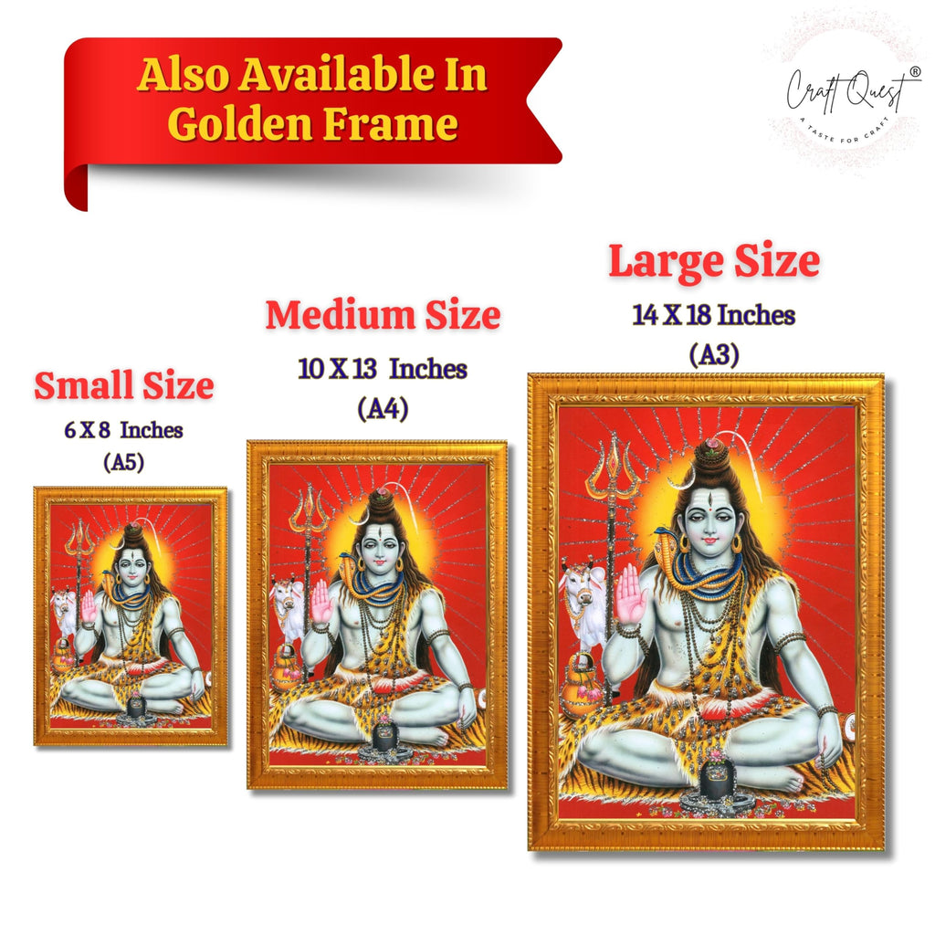 CRAFT QUEST God Shiv Shiva Wall Painting | Premium Framed Hindu God Wall Art | Spiritual Mahadev Poster for Living Room, Bedroom, Office, Meditation & Temple Décor |