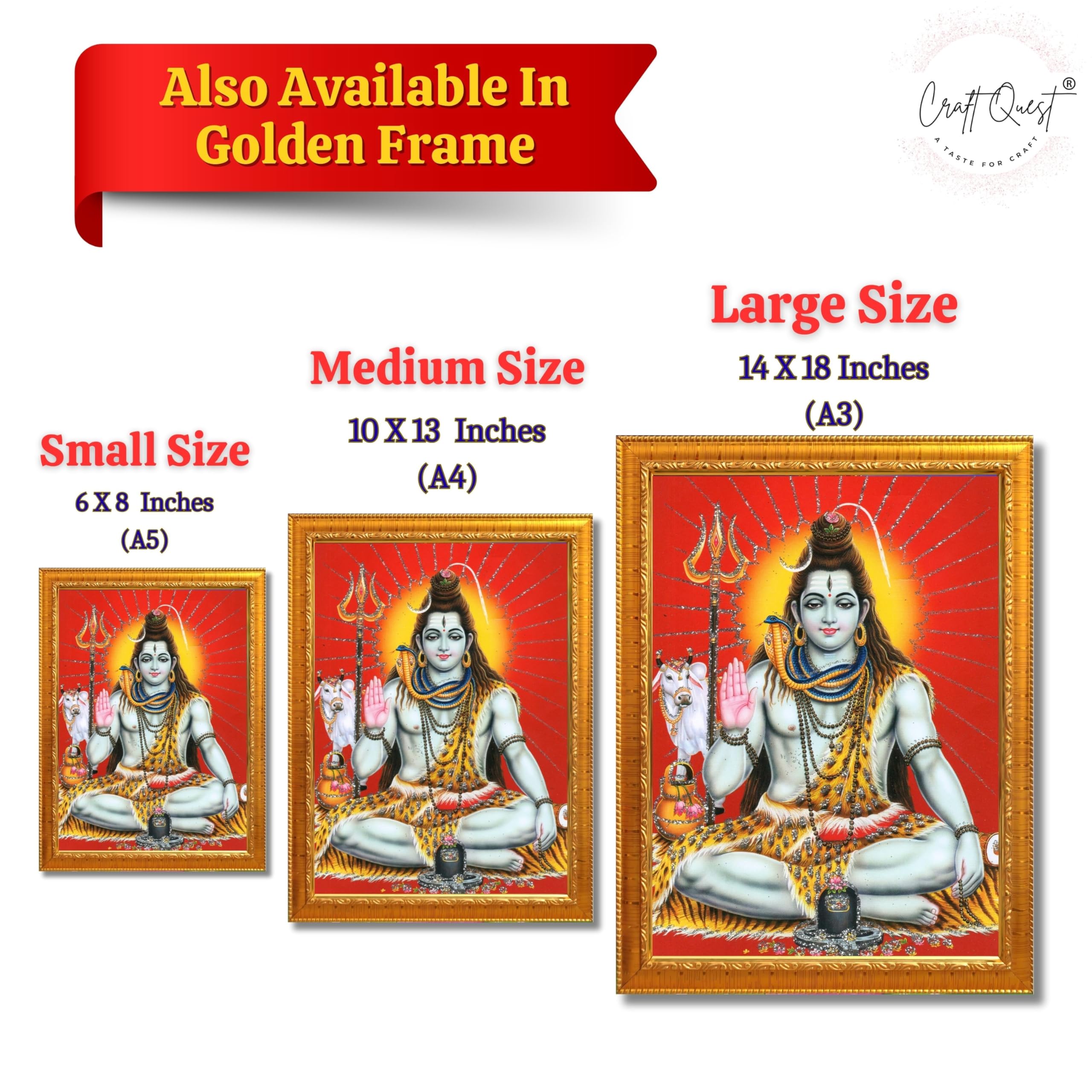 CRAFT QUEST God Shiv Shiva Wall Painting | Premium Framed Hindu God Wall Art | Spiritual Mahadev Poster for Living Room, Bedroom, Office, Meditation & Temple Décor |