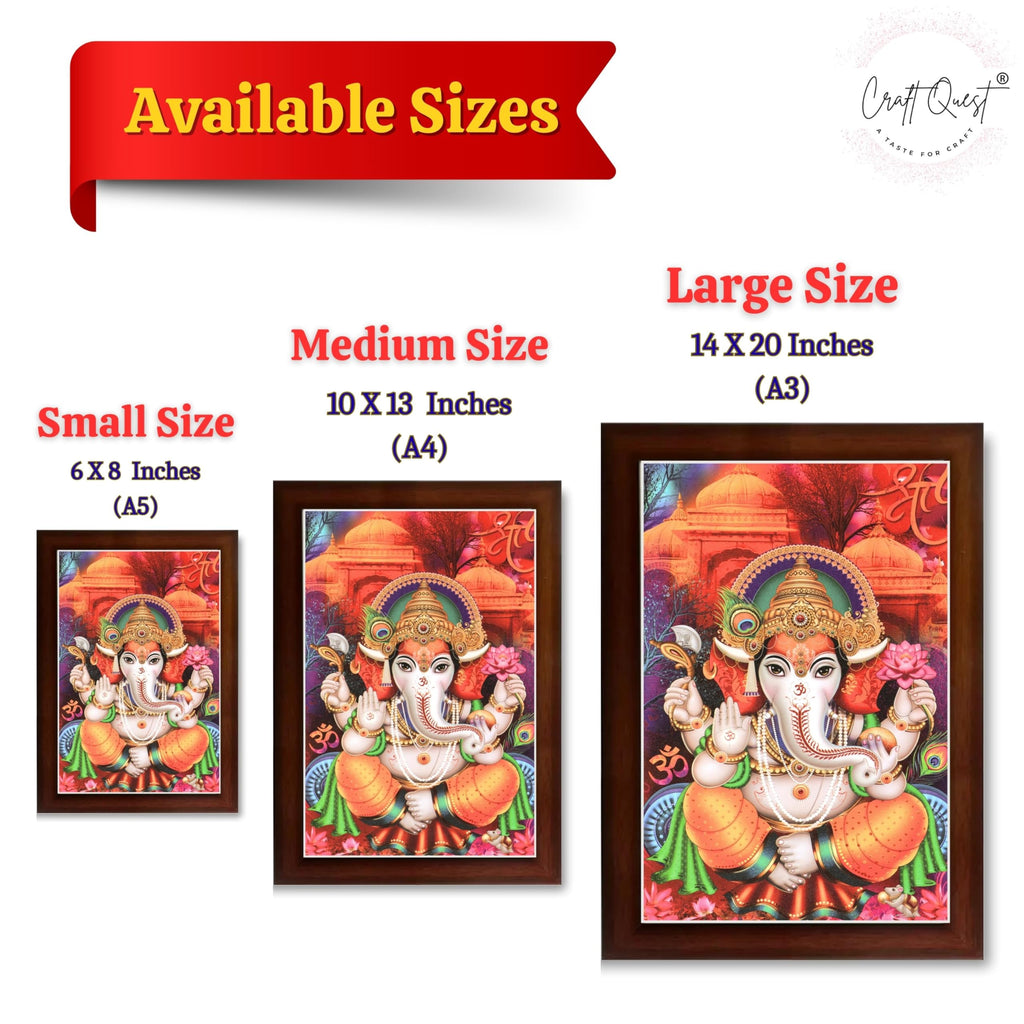 CRAFT QUEST Lord Ganesha Ganesh Ganpati Ganapathi Hanging Wall Painting Framed Home Decor