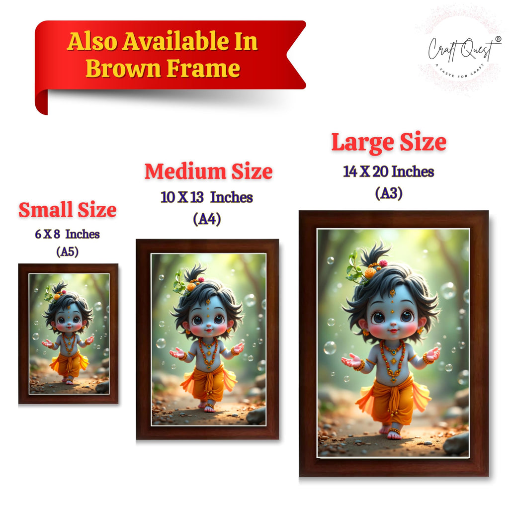 CRAFT QUEST Shri Bal Gopal Painting | Krishna Photo Frames for Walls, Home, Bedroom, Living Room and Home Decor