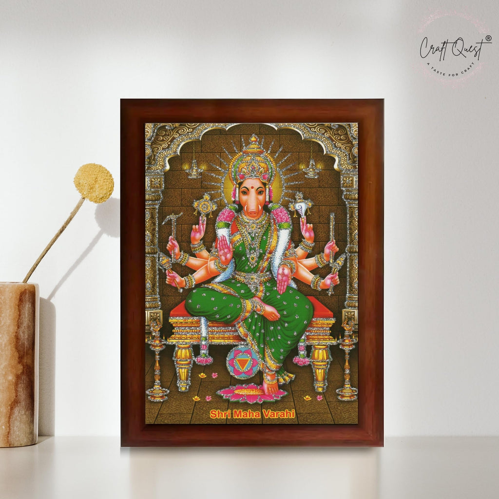 CRAFT QUEST Varahi Amman Photo Varahi Wall Painting Photo Frame With Acrylic Glass| South Devi God Frame for Home, Office, Temple & Gifting