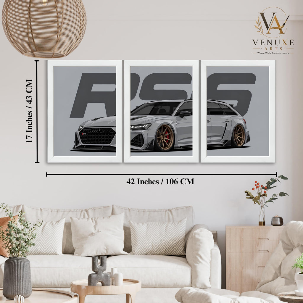 VENUXE ARTS Set Of 3 Big Sports Cars Framed Posters Gift Items for Boys Room Wall Decoration Bedroom Living Room Office Studio Décor | Car Poster Frame for Wall Décor