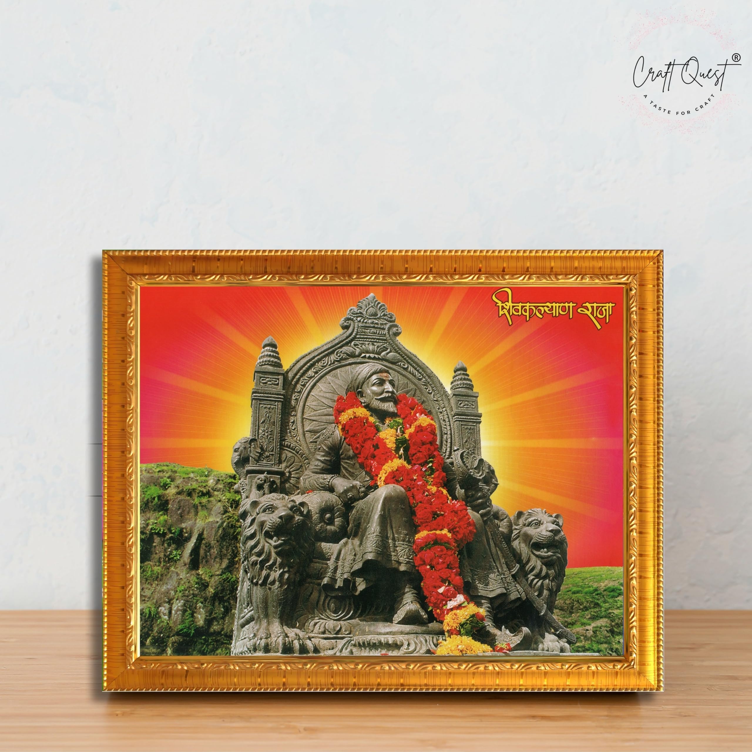 CRAFT QUEST Chhatrapati Shivaji Maharaj Wall Photo Frame | Home Decoration Item | Indian Historic Classic Painting Wall Art Best Gifting Option