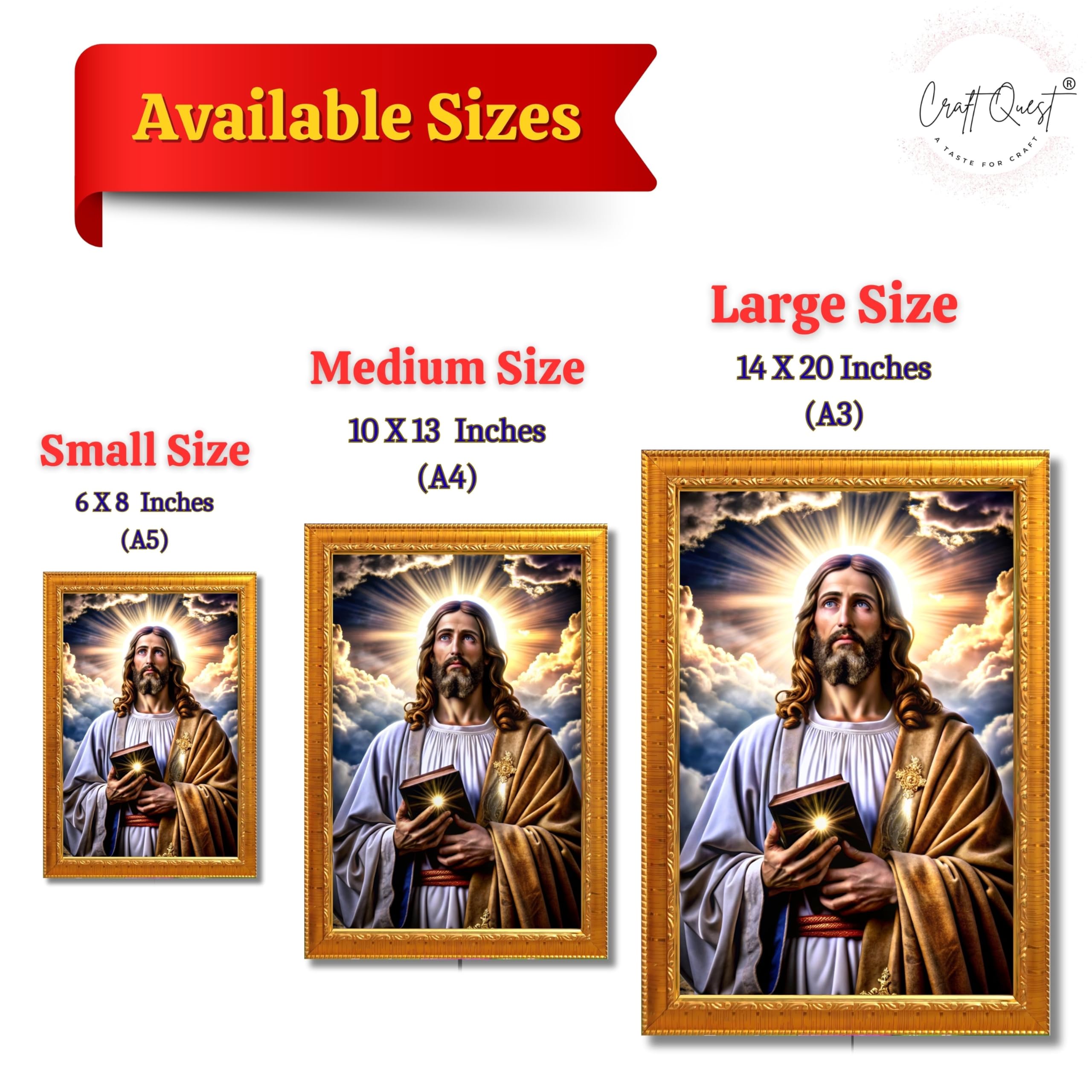 CRAFT QUEST Jesus Christ Christmas Wall Artwork Photo Frame Spiritual Christian Wall Décor for Prayer Room