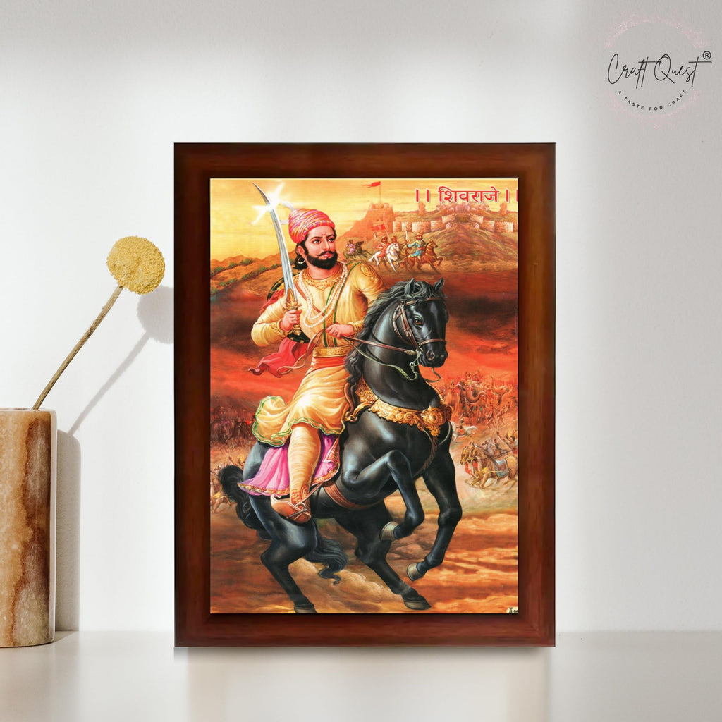 CRAFT QUEST Shivaji Maharaj Wall Photo Frame | For Living, Pooja Room | Home Decoration Item | Best Gifting Option