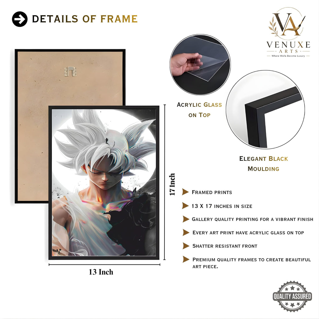 VENUXE ARTS Set Of 3 Anime Characters Wall Framed |Anime Characters Framed Poster for Living Room Bedroom Gaming Room Studio Wall Decor