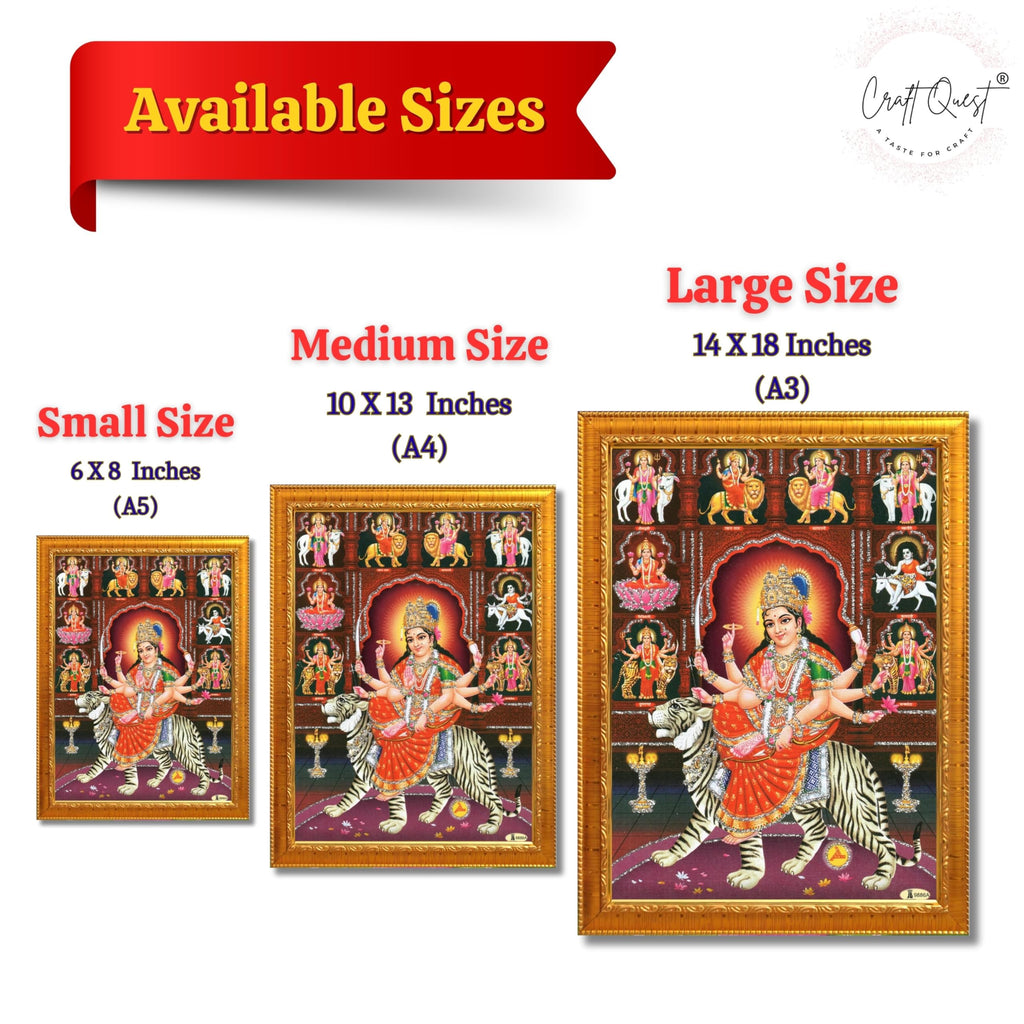 CRAFT QUEST Durga Mata Goddess Navadurga Navdurga Wall Painting Framed Home Décor