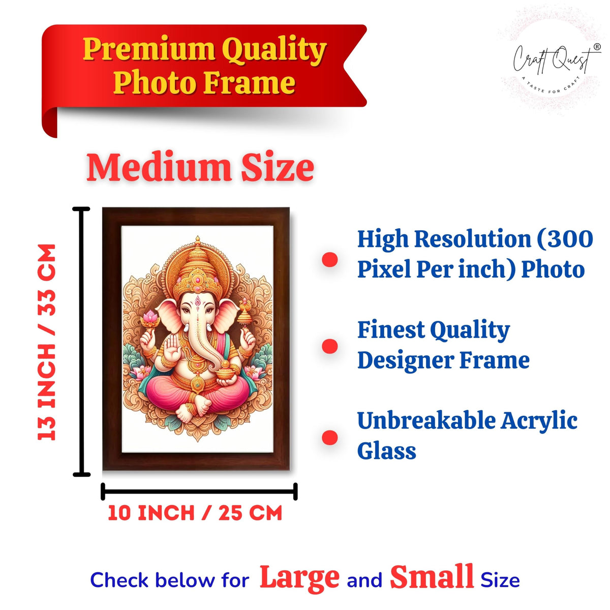 CRAFT QUEST Lord Ganesha Ganesh Ganpati Ganapathi Hanging Wall Painting Framed Home Décor