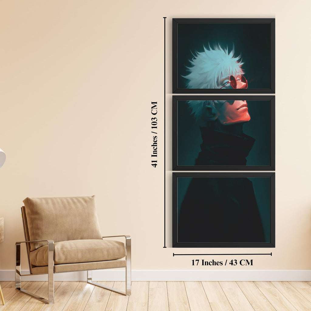 VENUXE ARTS Set Of 3 Anime Characters Wall Framed |Anime Characters Framed Poster for Living Room Bedroom Gaming Room Studio Wall Decor