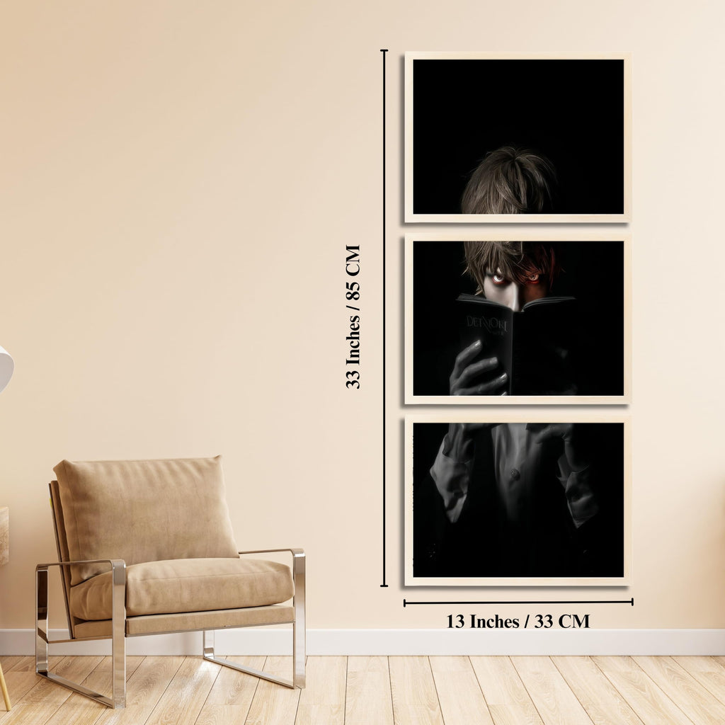 VENUXE ARTS Set Of 3 Anime Characters Wall Framed |Anime Characters Framed Poster for Living Room Bedroom Gaming Room Studio Wall Decor