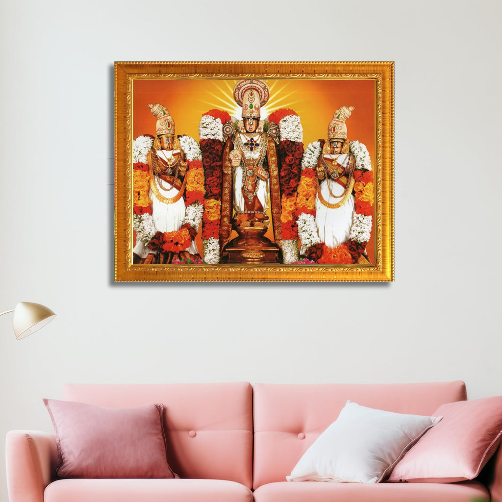 CRAFT QUEST Balaji Lakshmi Padmavati Venkateshwara Swamy Wall Photo Frame For Home, Temple, Pooja, Wall Décor Item
