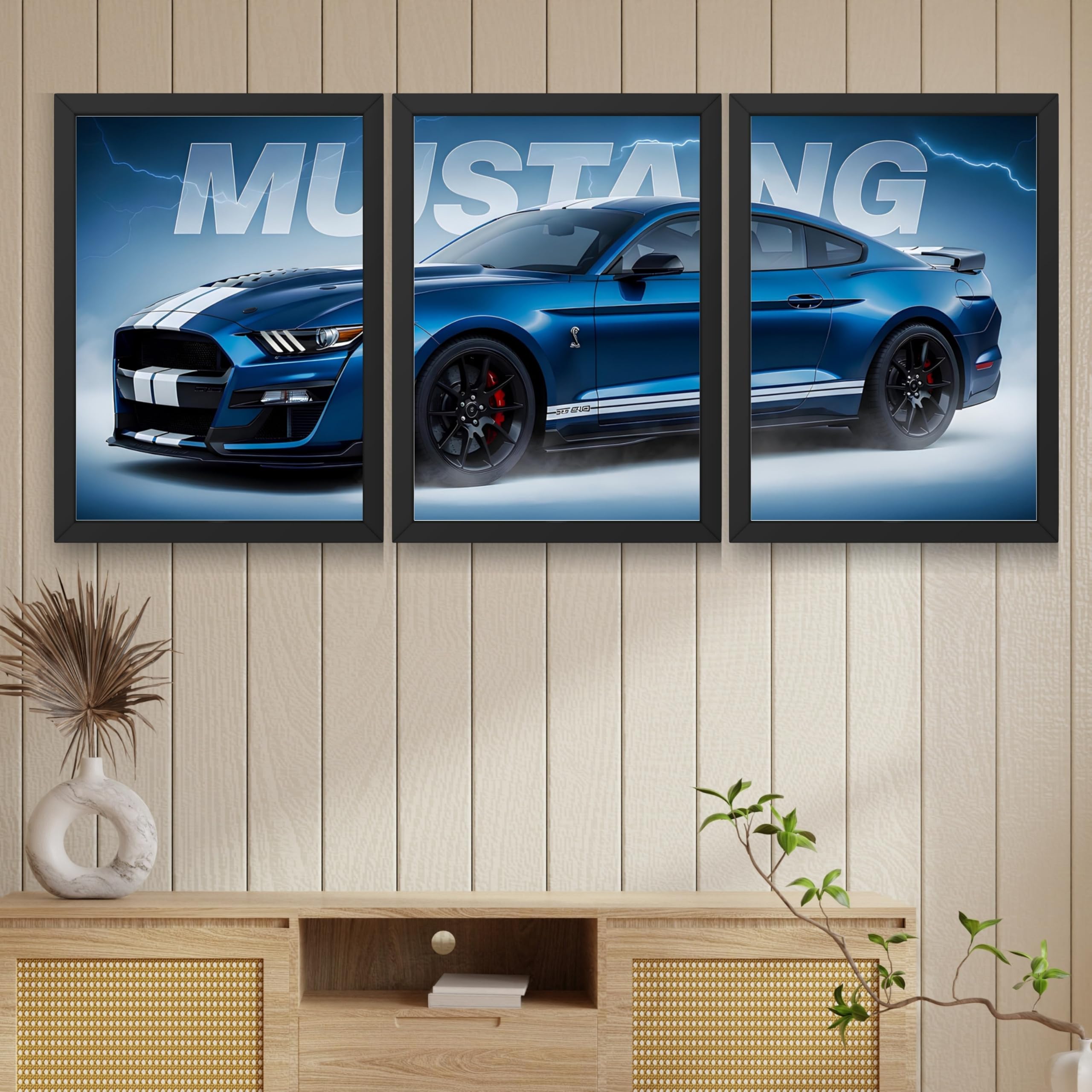 VENUXE ARTS Set Of 3 Big Sports Cars Framed Posters Gift Items for Boys Room Wall Decoration Bedroom, Living Room, Office, Studio Décor | Car Poster Frame for Wall Décor