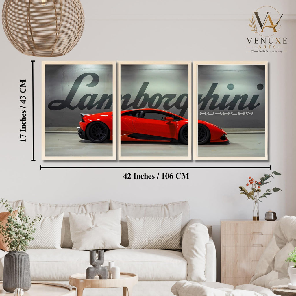VENUXE ARTS Set Of 3 Big Sports Cars Framed Posters Gift Items for Boys Room Wall Decoration Bedroom Living Room Office Studio Décor | Car Poster Frame for Wall Décor