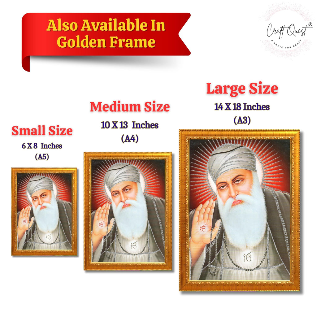 CRAFT QUEST Gurunanak Dev Ji Photo Frame Waheguru Sikh Guru Photo for Home Decor Spiritual Wall Hanging Living Room Decoration
